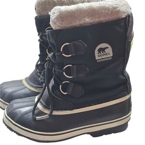 Kids Sorel Black and White Waterproof Boots